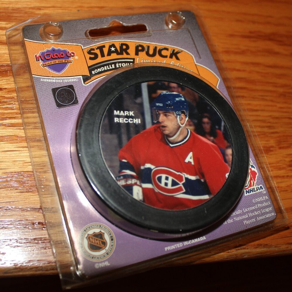 3/$77❤️vintage MARK RECCHI NHL Star Puck Inglasco Limited Edition Quebec Canada